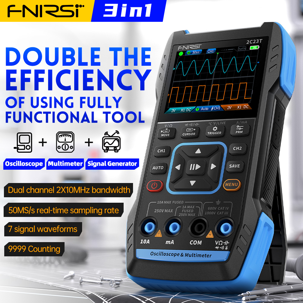 Fnirsi Digital Oscilloscope Handheld - Цифровой осциллограф 3-в-1 2C23T, 10 МГц,