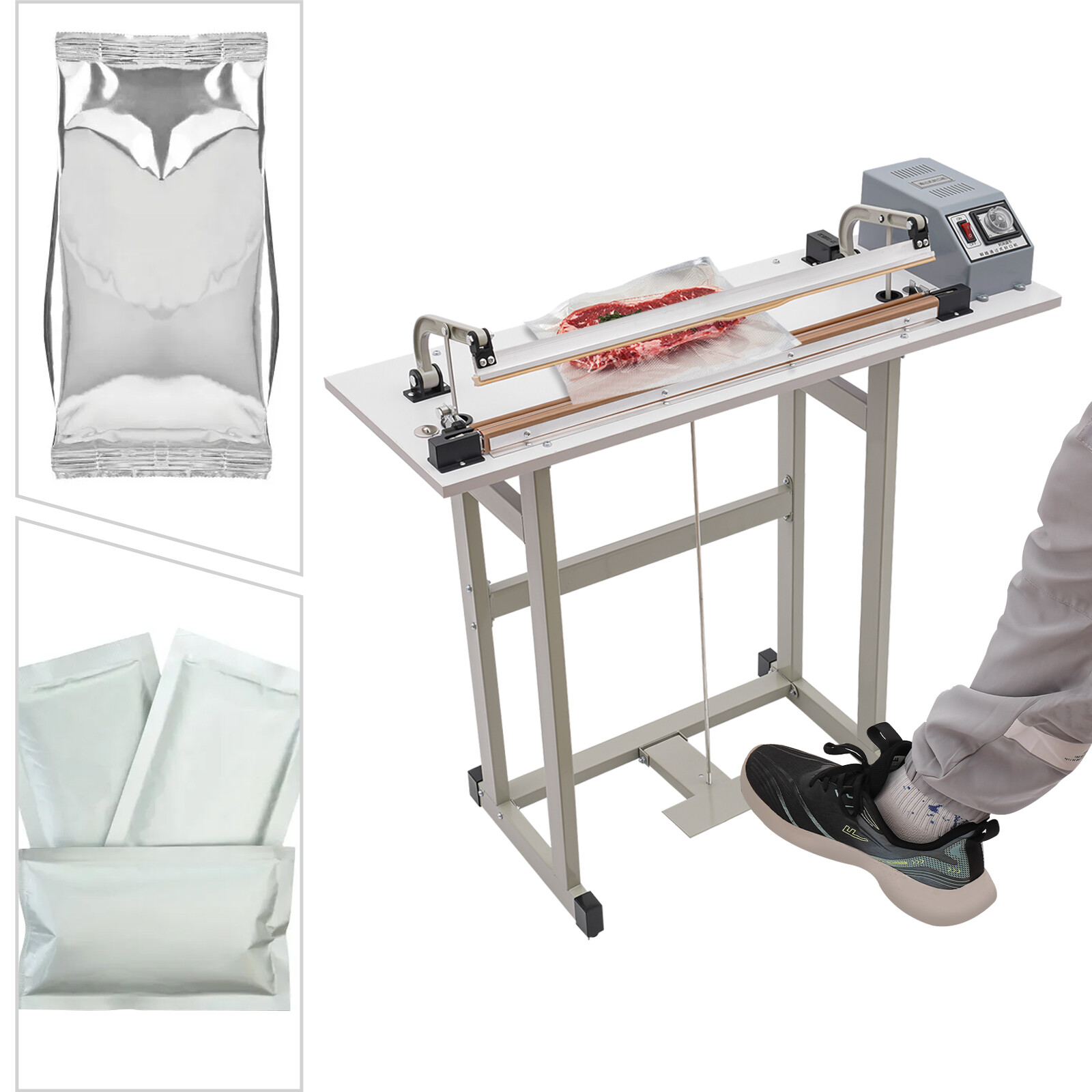 Plastic Bag Impulse Heat Sealer - 22,83-дюймовый импульсный термозапайщик с ножом-резаком, 110В,